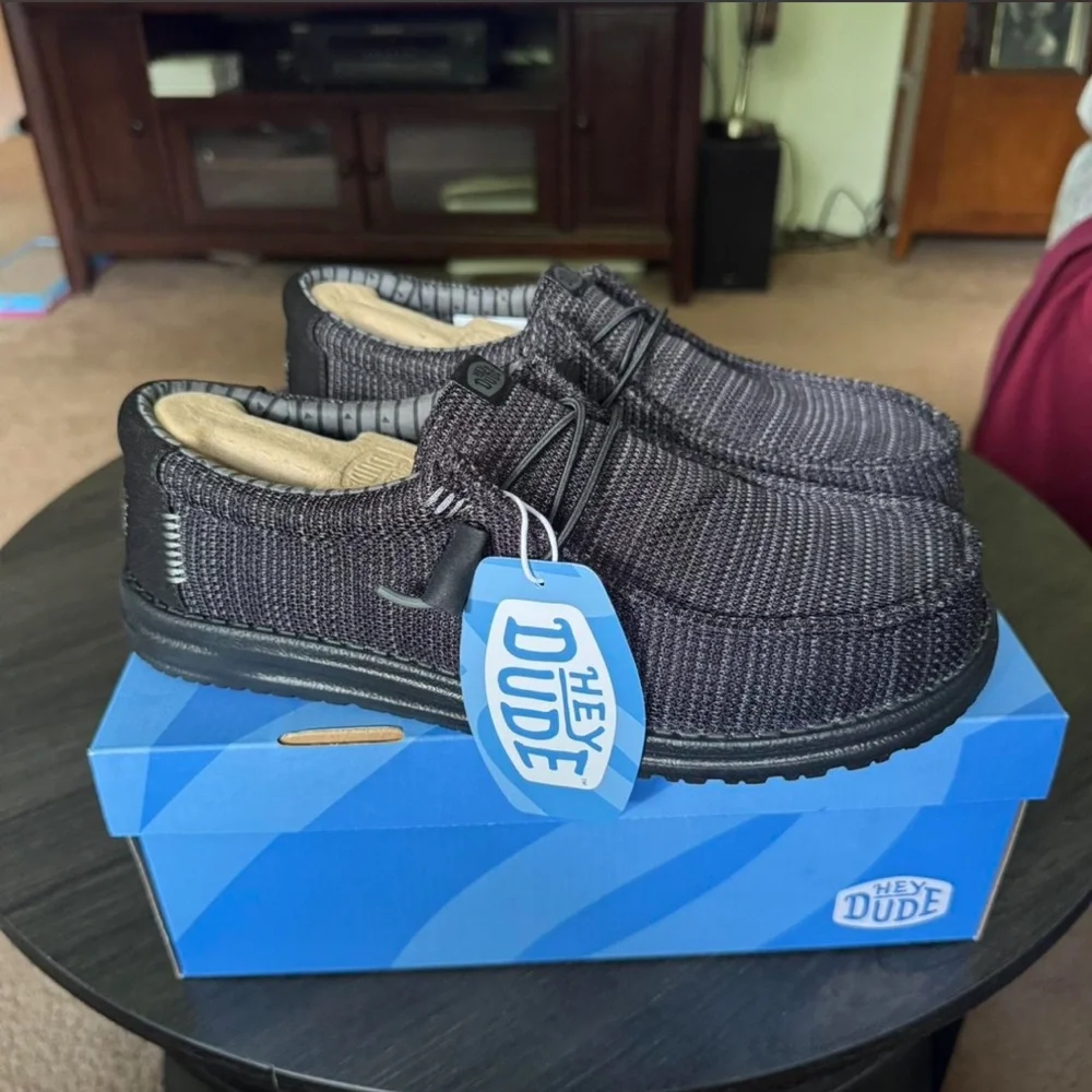 Hey Dude Slip-On Knit Shoe in Charcoal Black